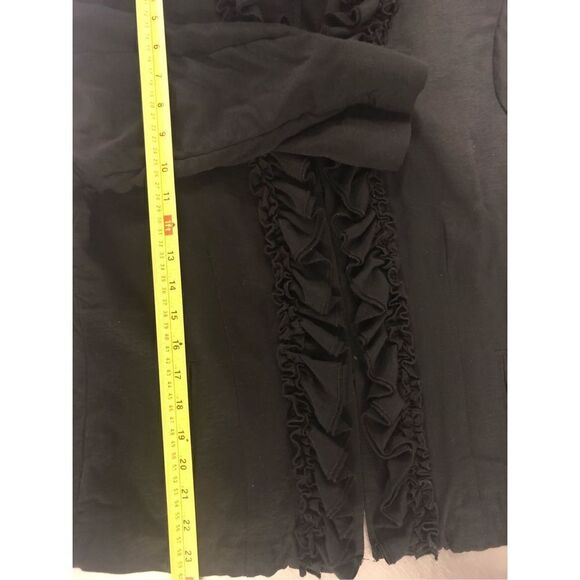 Chico’s Women’s Black Ruffle Button Clasp Dress Jacket With Pockets Size 1 M(8) - Picture 5 of 8